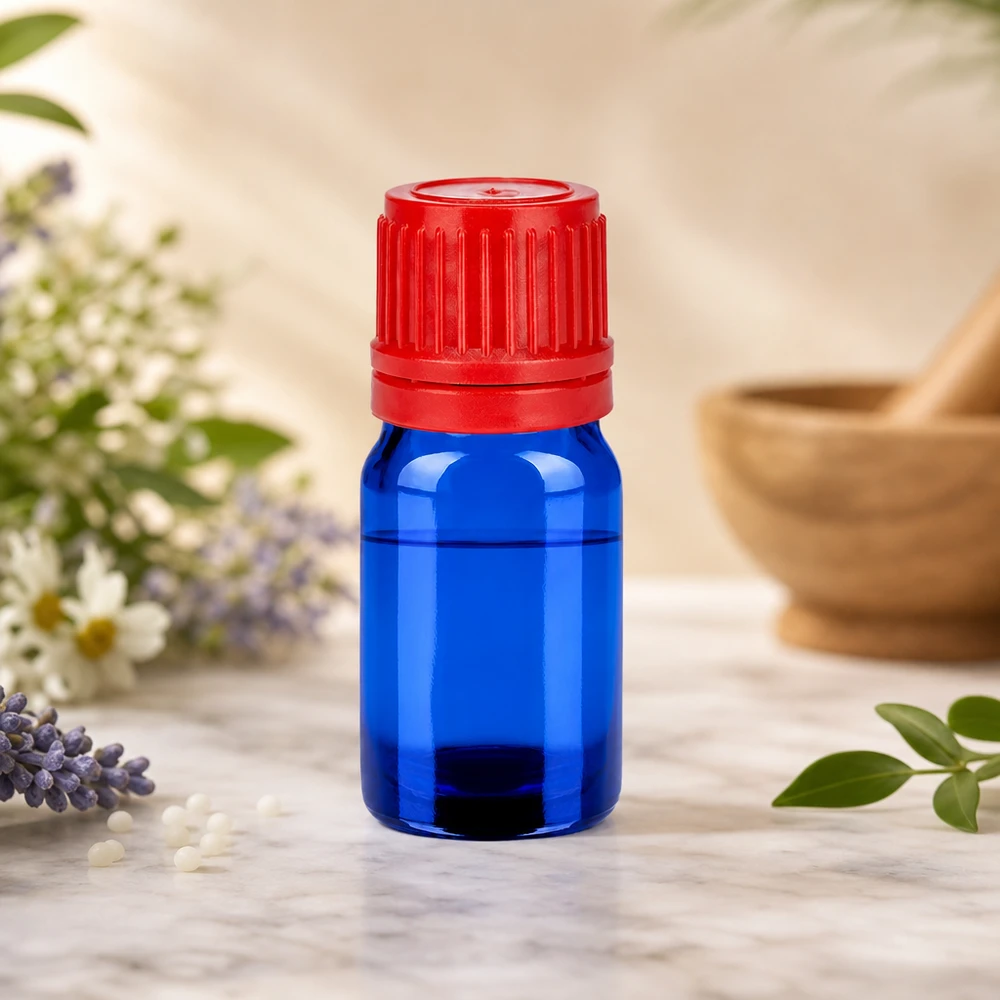 Bottiglia da 5ml 11mm SV rosso OV BlueLine UT18/5 Pratico flacone per campioni da 5 ml in blu con tappo rosso a prova di perdite BlueLine UT18/5