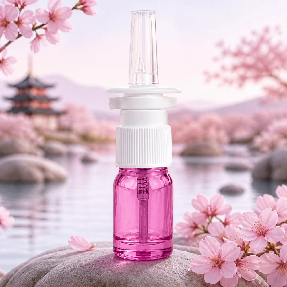 Flacone spray nasale da 5 ml bianco/trasparente standard PurpleLine UT18/5 Flacone medicale da 5 ml in elegante colore viola con affidabile testina di nebulizzazione per applicazioni terapeutiche
