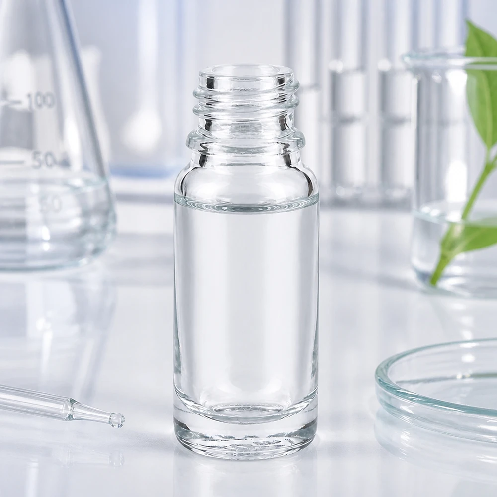Flacone trasparente in ApoGlas da 10 ml con ampia apertura per un facile riempimento e svuotamento