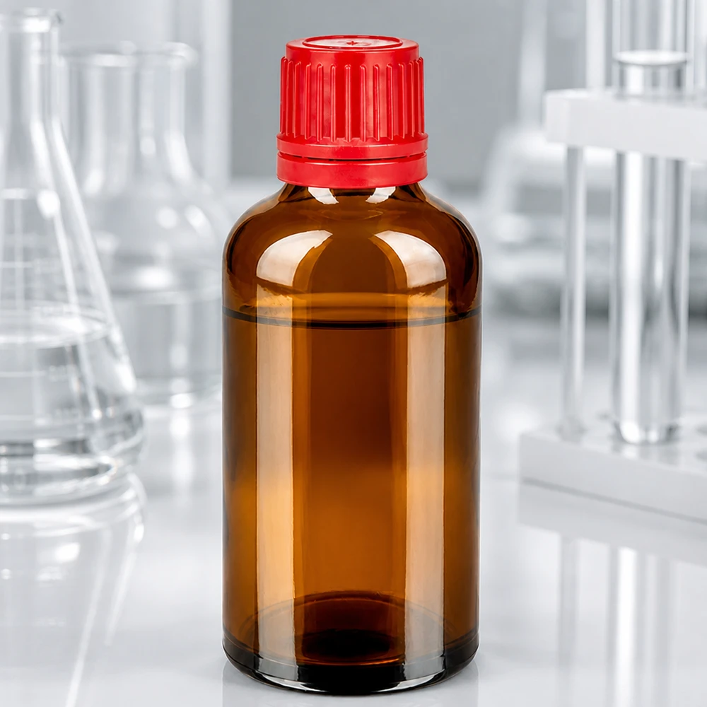 Bottiglia da 50ml 11mm SV rosso OV BrownLine UT18/50 Flacone in vetro da 50 ml serie BrownLine con tappo rosso antimanomissione per il controllo qualità