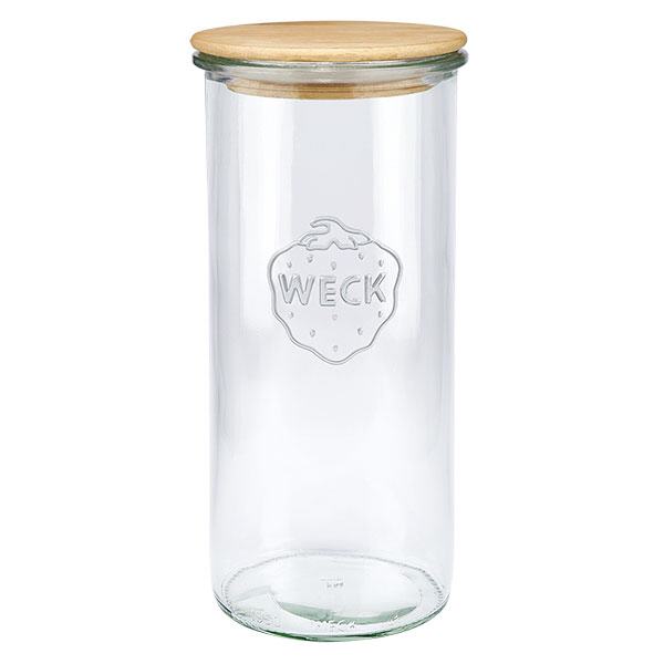 Bicchieri WECK RR100 da 1500 ml con coperchio in legno