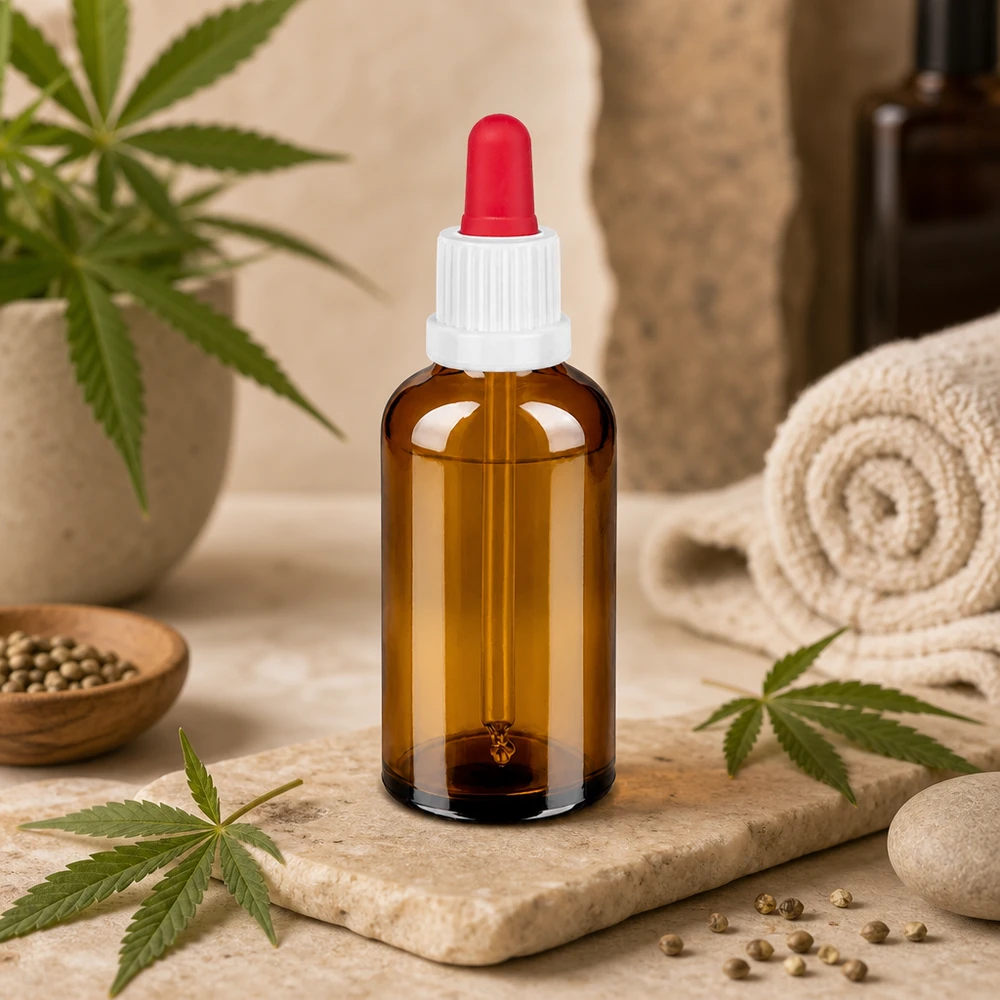 Flacone per pipette da 50 ml bianco/rosso OV BrownLine UT18/50 Bottiglia per pipette in vetro ambrato premium da 50 ml con protezione UV per sostanze e oli sensibili alla luce