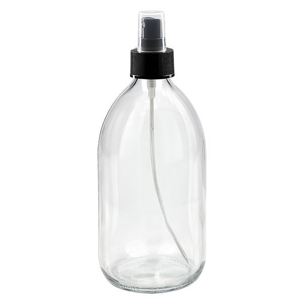 Flacone per medicinali da 500ml marrone, con atomizzatore a pompa nero ApoGl Flacone per medicinali da 500ml marrone, con atomizzatore a pompa nero ApoGl