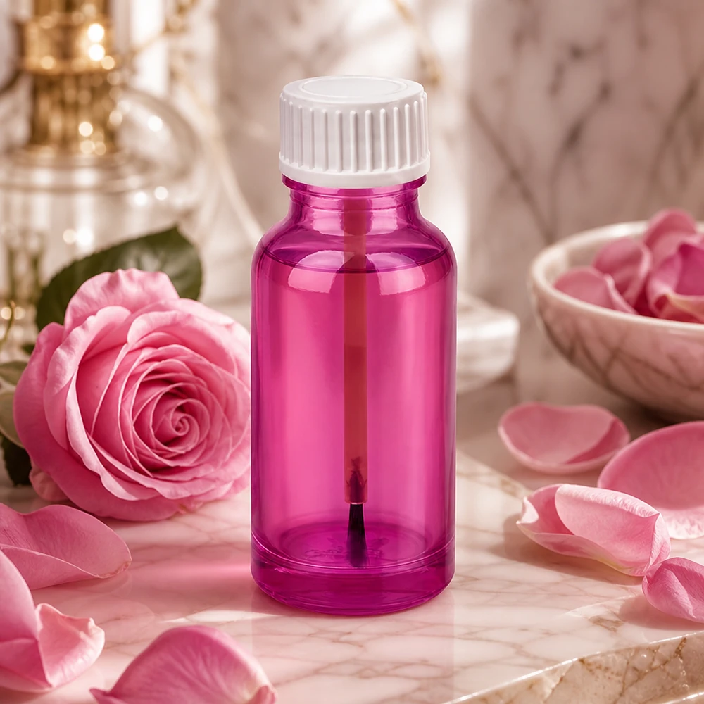 Flacone a pennello da 20 ml PurpleLine UT18/20 bianco standard Flacone in vetro STD da 20 ml serie Purple Line con filettatura UT18/20 per smalto e sieri