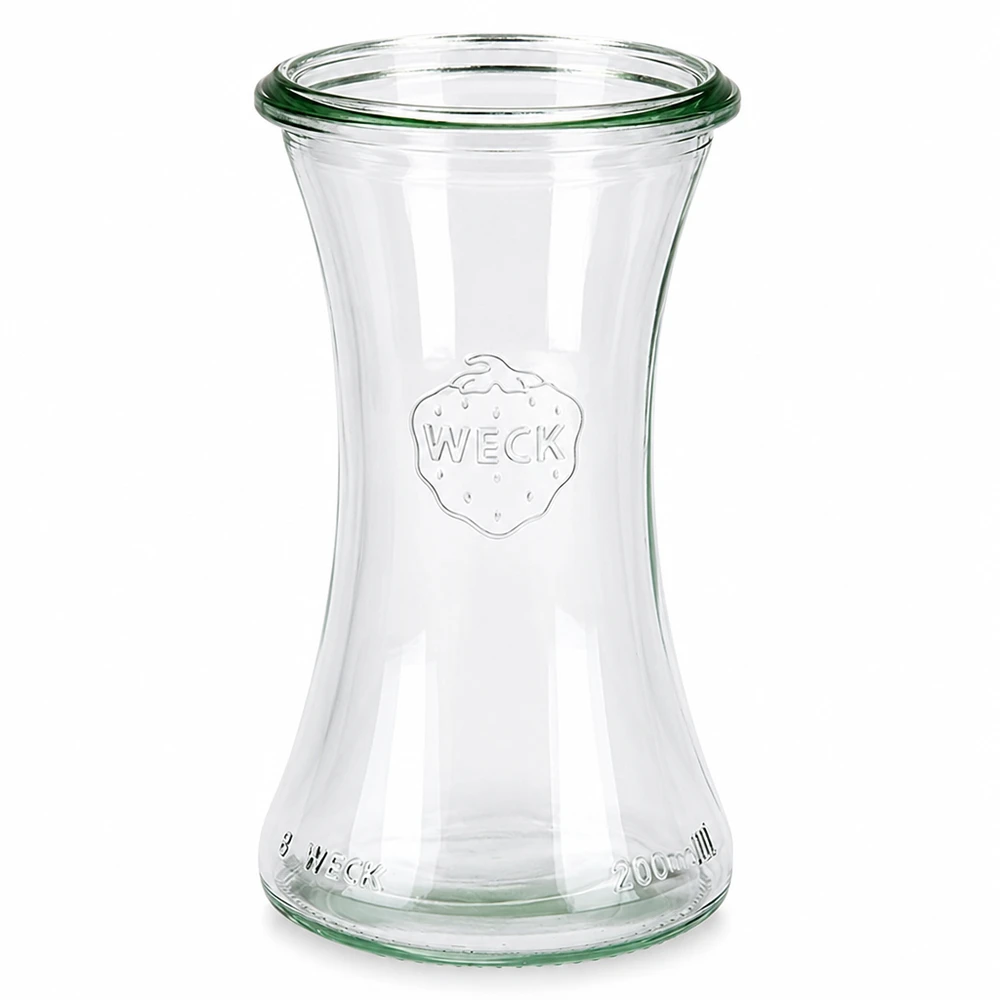 WECK RR60 barattolo per salumi 200ml vuoto trasparente con logo e segno di livello di riempimento per la conservazione e lo stoccaggio