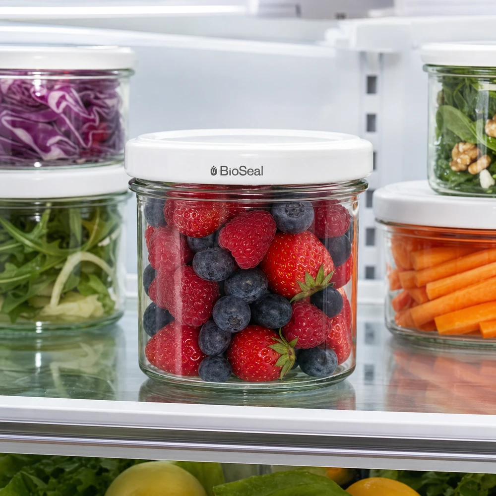 UNiTWIST Sturz125 con coperchio bianco TO66 BioSeal UNiTWIST tumbler 125ml frutti di bosco fragole mirtilli frigo fresco TO66 BioSeal barattolo coperchio bianco