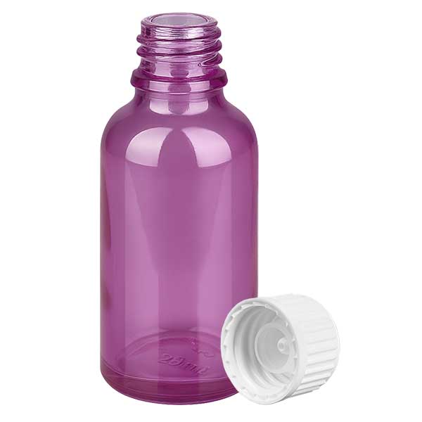Flacone da 30 ml (globulo). Anello di versamento da 3 mm bianco Standard PurpleLine. UT18/30