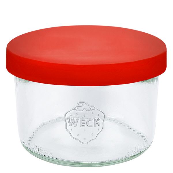 Bicchieri WECK RR80 da 200 ml con coperchio in silicone rosso
