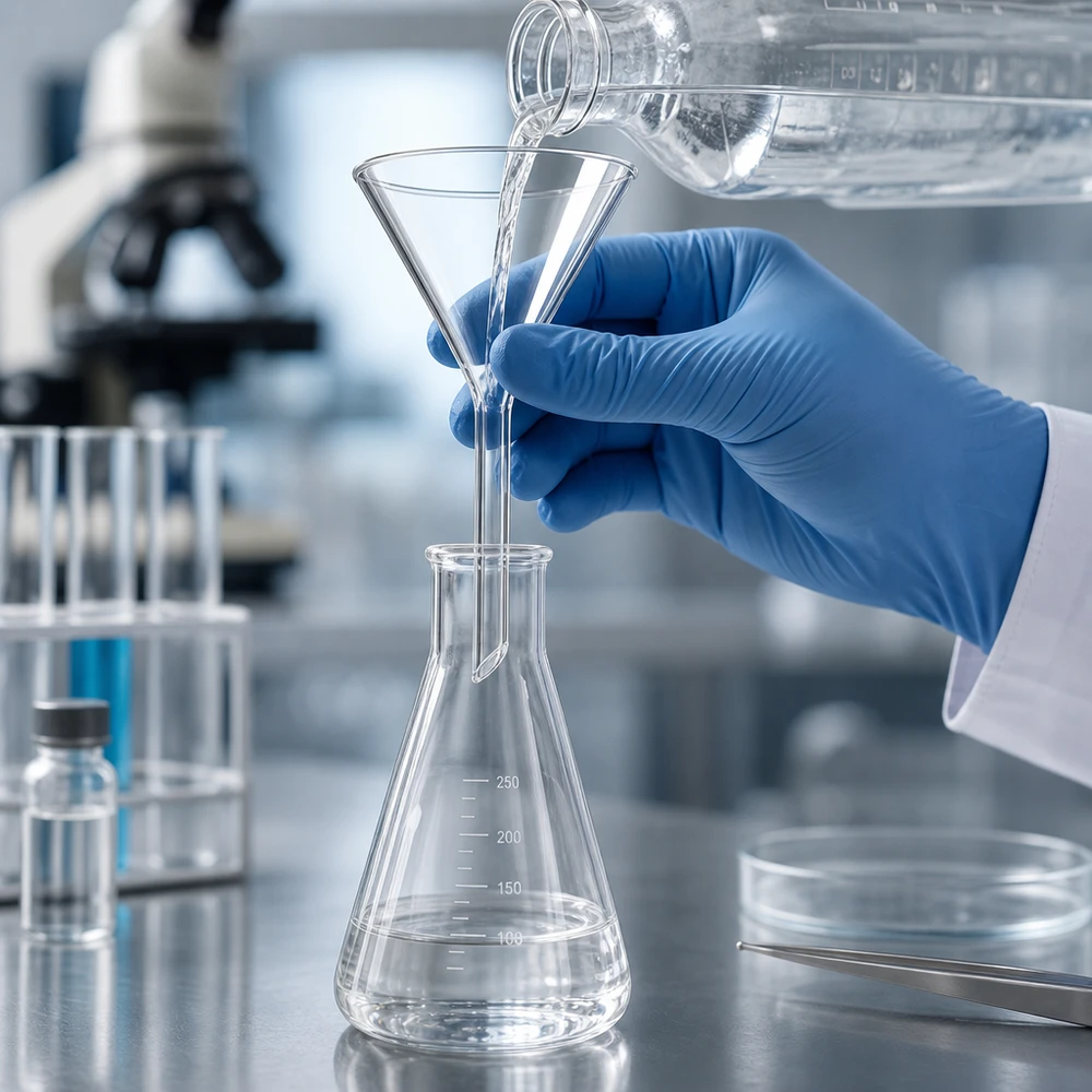 Imbuto da laboratorio professionale da 55 mm con forma a imbuto ottimizzata per il dosaggio controllato in laboratorio