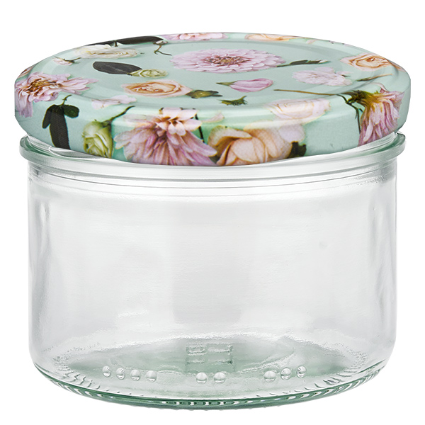Barattolo cilindrico da 230 ml + coperchio BasicSeal a forma di fiore di menta