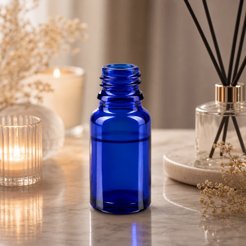 Versatile flacone in vetro da 10 ml in blu speziale per gocce omeopatiche ed essenze di fiori di Bach