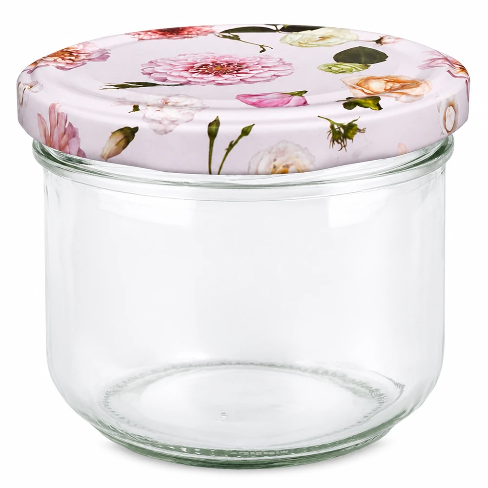 Bicchieri da 260 ml + coperchio BasicSeal rosa fiore UNiTWIST Vaso mason da 260 ml con coperchio BasicSeal con motivo floreale rosa - vaso da conserva con design floreale