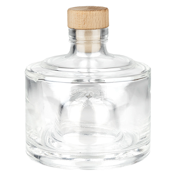 Bottiglia in vetro da 200 ml Barbara con tappo in sughero con impugnatura in legno UNiTWIST®