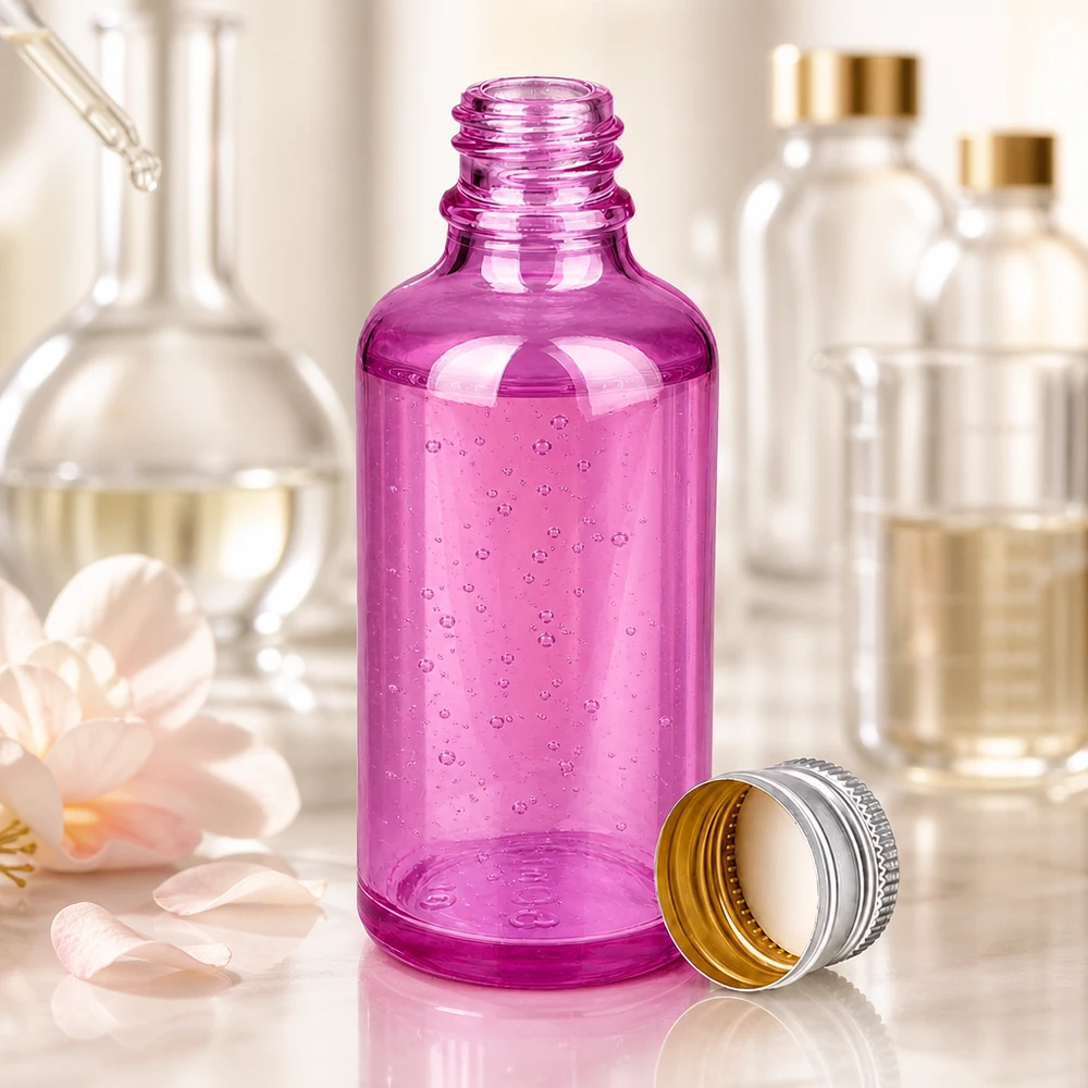 Bottiglia da 50ml tappo a vite 11mm alluminio-argento standard PurpleLine.UT18/50 Elegante flacone da 50 ml con coperchio argentato a specchio per prodotti cosmetici di alta qualità
