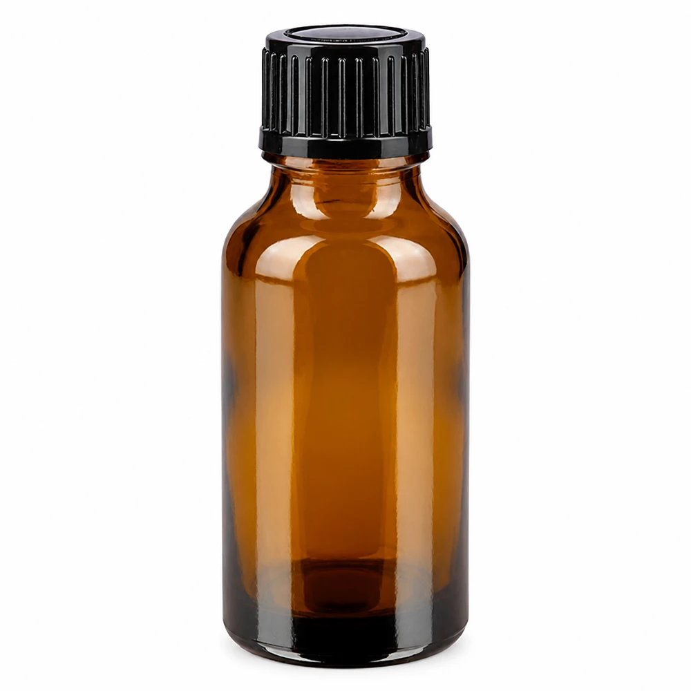 Flacone in vetro marrone da 20 ml con tappo a vite nero per gocce, in vetro da farmacia