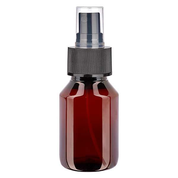 Bottiglia in PET da 50 ml con nebulizzatore nero Bottiglia in PET da 50 ml con nebulizzatore nero