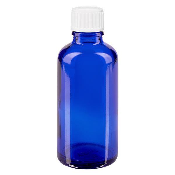 Bottiglia da farmacia blu da 50ml. SV STD bianco/11mm ApoGlas Bottiglia da farmacia blu da 50ml. SV STD bianco/11mm ApoGlas