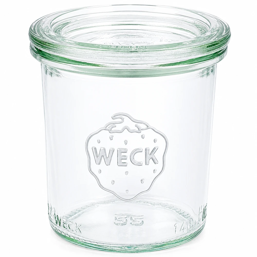 WECK 140ml RR60 tumbler con coperchio in vetro barattolo trasparente per conserve e stoccaggio