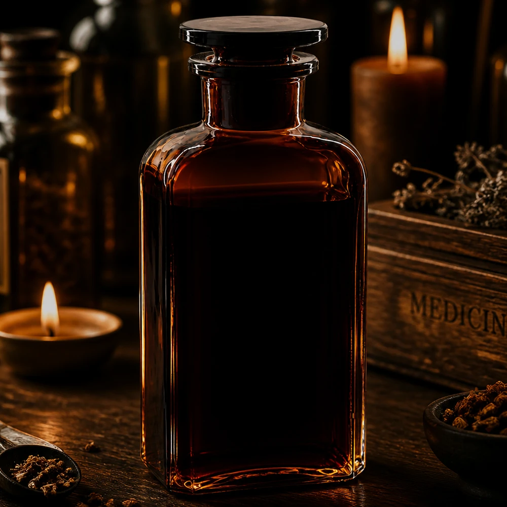 Bottiglia di vetro marrone da 250 ml, di forma quadrata, con tappo, per tinture, erbe e prodotti fitoterapici