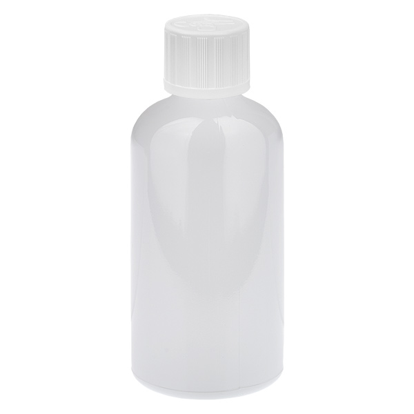 Flacone da 100 ml con tappo a vite da 11 mm bianco standard con chiusura di sicurezza per bambini WhiteLine UT18/100