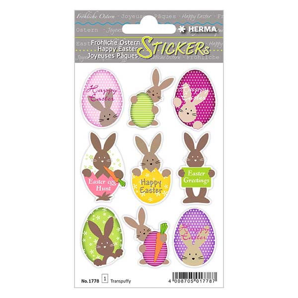 Adesivi "Coniglietto di Pasqua" (9 adesivi trasparenti)