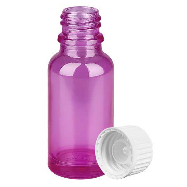 Flacone da 20 ml (globuli) con anello di versamento bianco standard PurpleLine.UT18/20