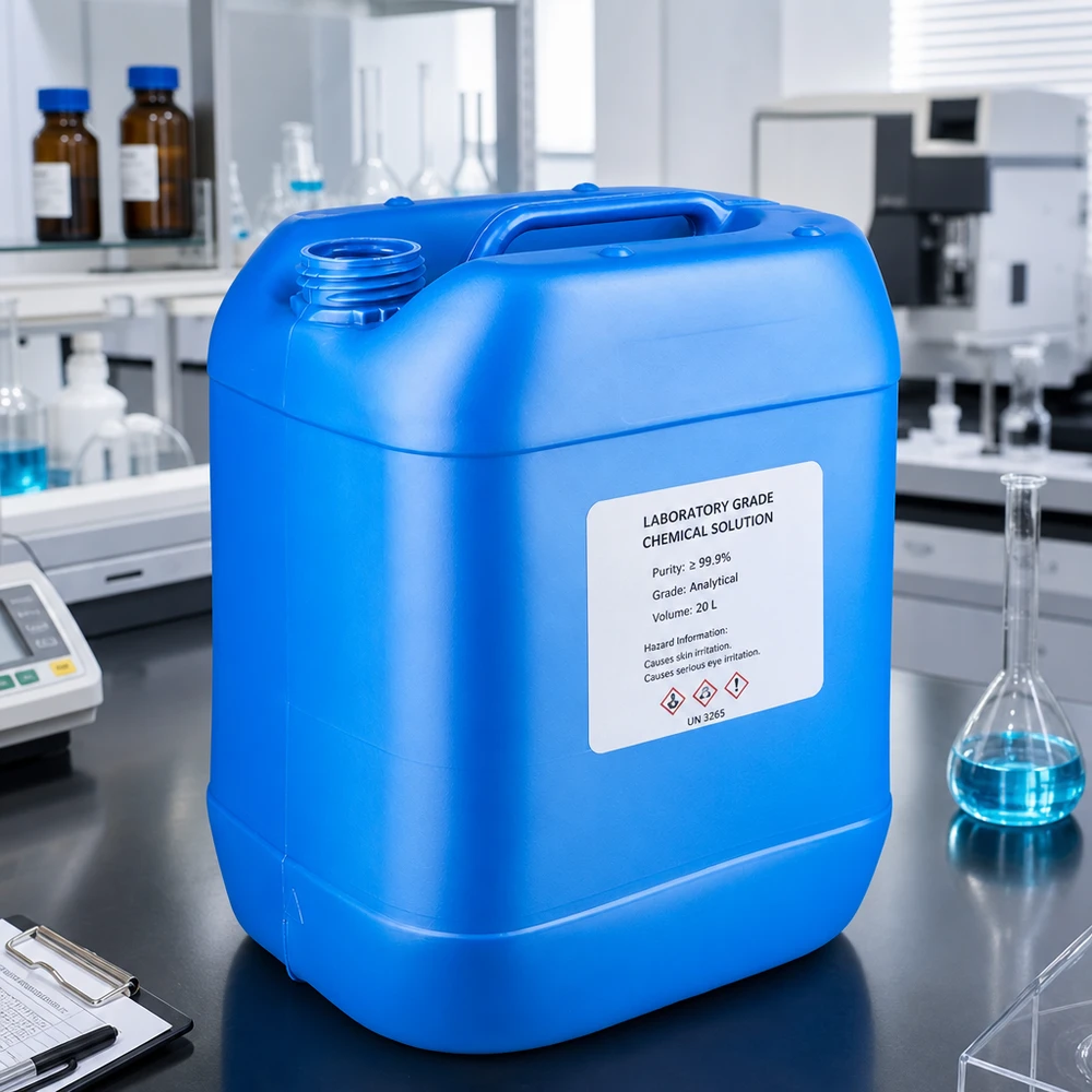 Tanica 20 litri blu senza tappo Robusto contenitore rettangolare da 20 litri, di colore blu, senza tappo, per soluzioni chimiche