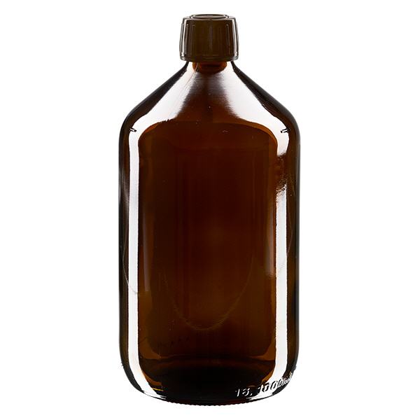 Flacone per medicinali da 1000ml marrone, tappo marrone con tappo originale Flacone per medicinali da 1000ml marrone, tappo marrone con tappo originale
