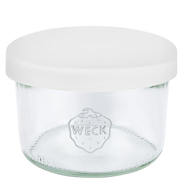 Vaso da 200 ml WECK RR80 con coperchio in silicone bianco