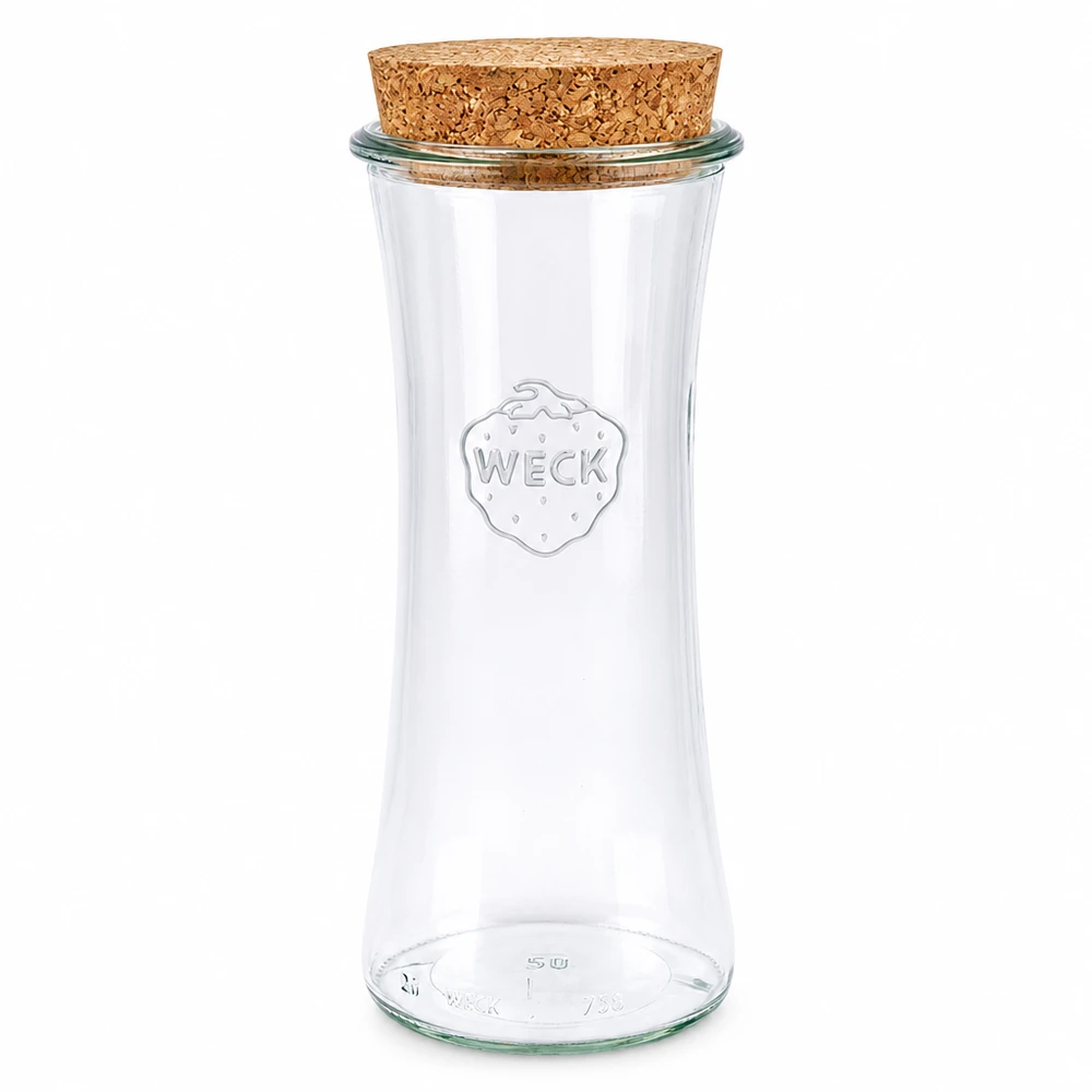 Vaso da 700 ml per gastronomia WECK RR80 con tappo in sughero naturale WECK barattolo per salumi 700ml RR80 con coperchio in sughero naturale barattolo per conserve barattolo trasparente