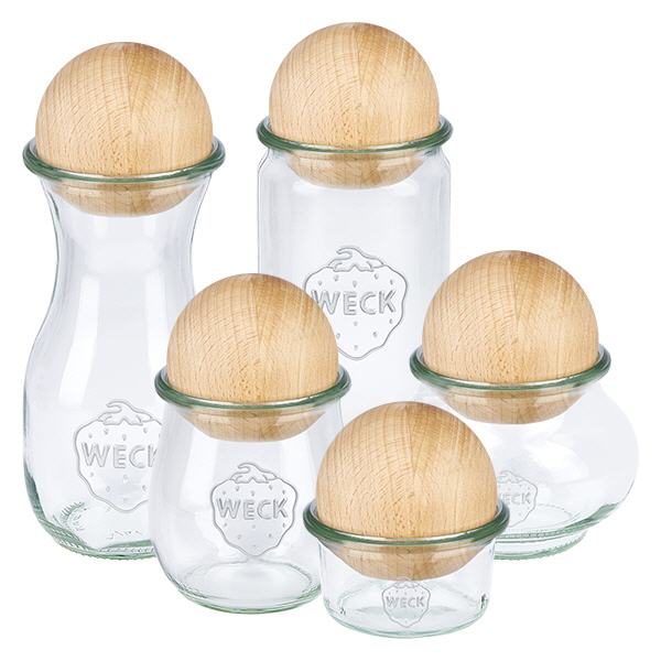 Palla in legno UNiTWIST (faggio) per WECK RR60 Set di barattoli WECK RR80 con sfere di legno UNiTWIST in faggio - varie dimensioni con coperchi in legno naturale