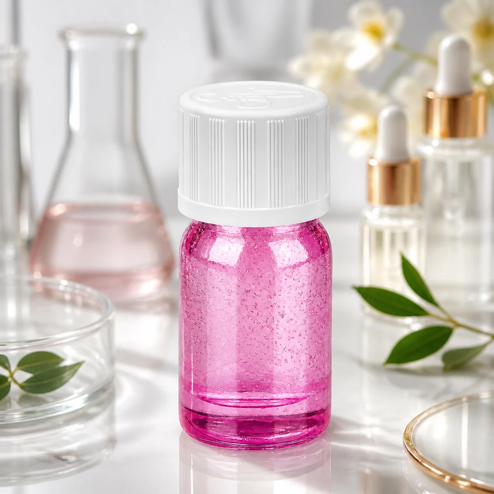 Flacone contagocce da 5 ml 1,2 mm bianco a prova di bambino PurpleLine. UT18/5 Flacone contagocce compatto da 5 ml di colore viola trasparente, ideale per le confezioni da viaggio di oli cosmetici.