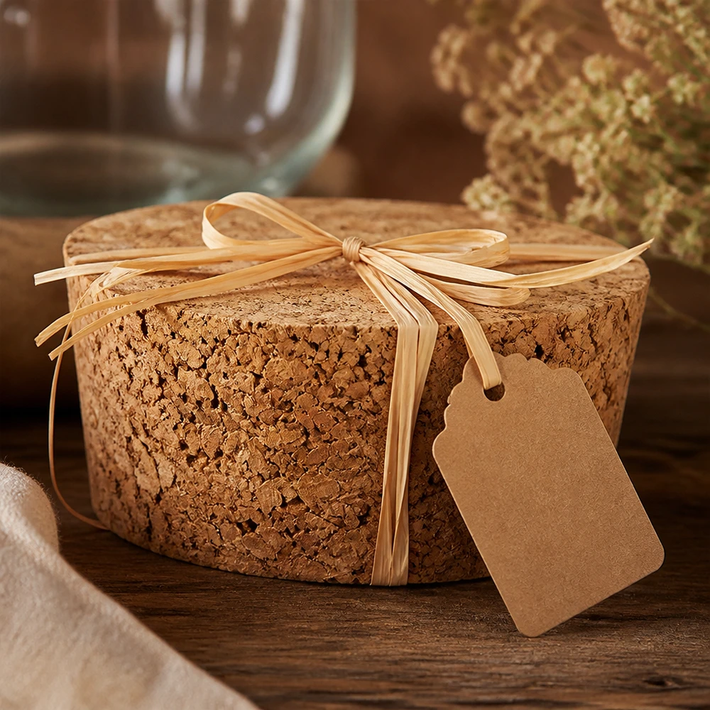 WECK tappo di sughero RR40 confezionato con fiocco ed etichetta decorazione rustica tappo di sughero naturale 40mm