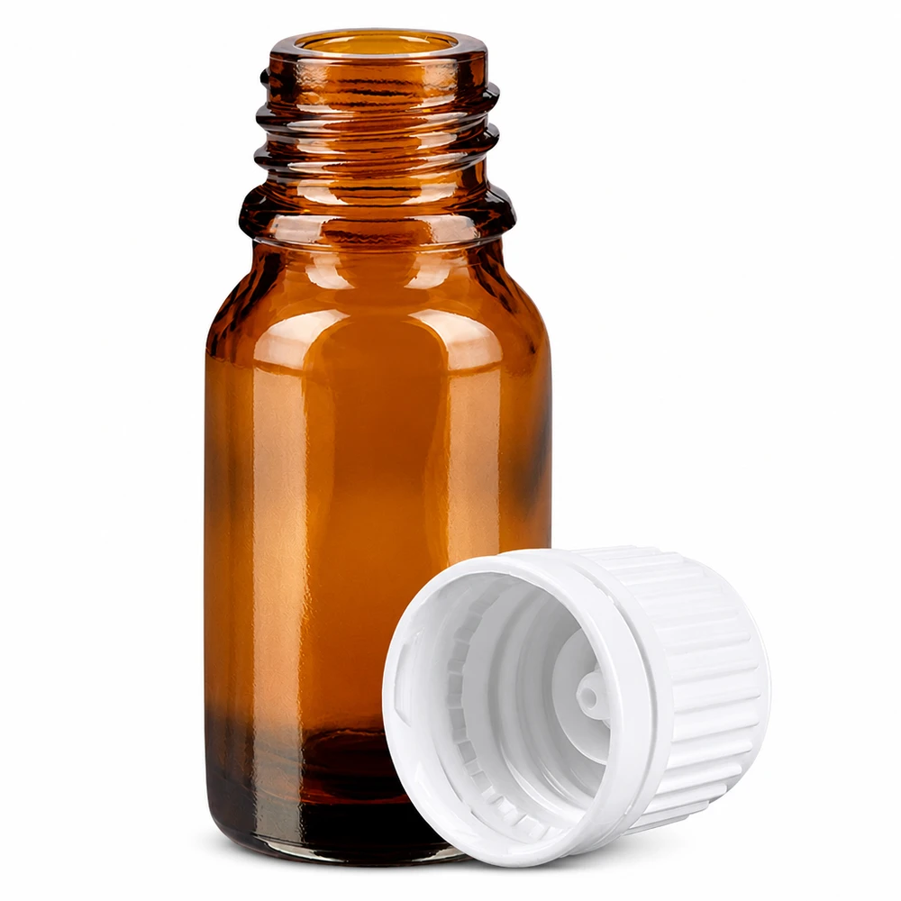 Bottiglia da 10ml 11mm SV bianco OV BrownLine UT18/10 Flacone contagocce marrone da 10 ml in vetro con protezione UV e tappo a prova di bambino