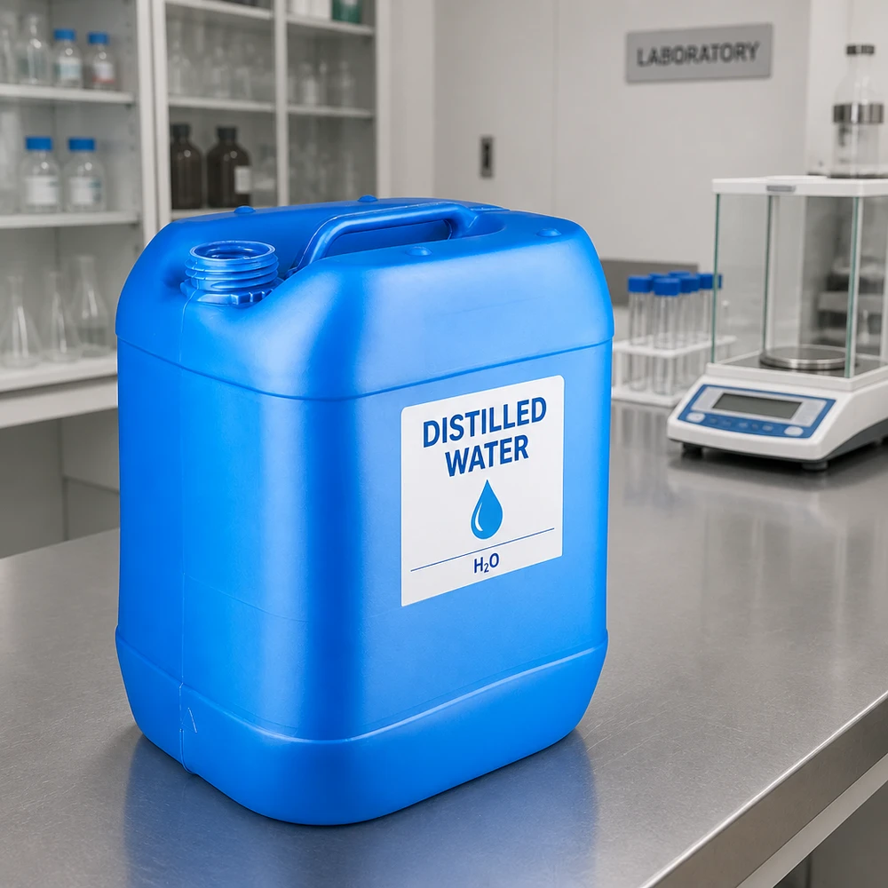Tanica vuota da 20 litri, blu, senza coperchio, per laboratorio e industria, con maniglia robusta