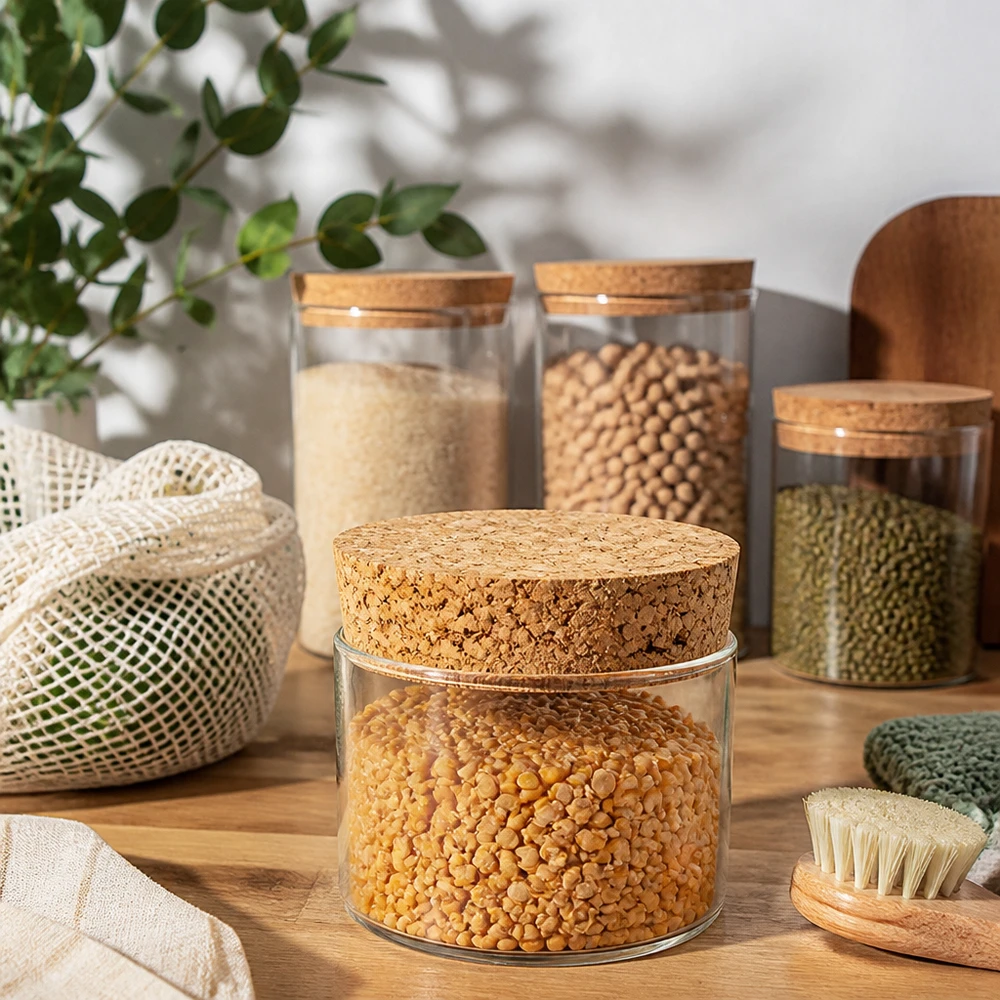 Sughero per apertura 40mm WECK RR40 (ø38/43, H=20mm) Barattoli ecosostenibili con coperchi in sughero e tappo in sughero WECK RR40 in cucina moderna stoccaggio a zero rifiuti in sughero naturale