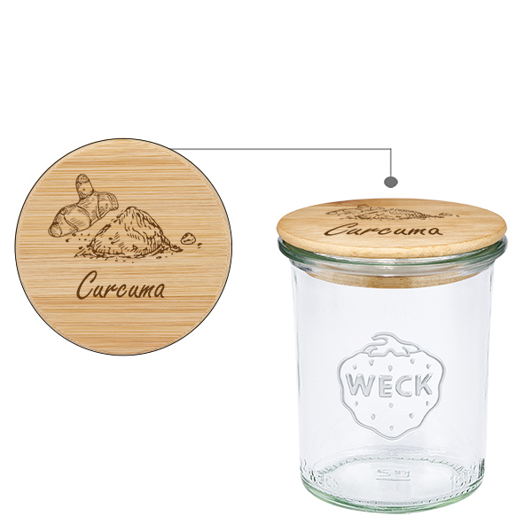 Coppia in legno "Curcuma" con verrina WECK 160ml Coppia in legno "Curcuma" con verrina WECK 160ml