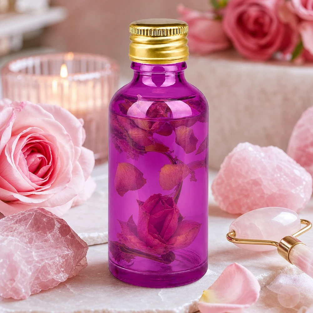 Flacone da 50ml tappo a vite 11mm alluminio oro standard PurpleLine. UT18/50 Pratico flacone da 50 ml in vetro con protezione UV e tappo in metallo dorato per oli di alta qualità
