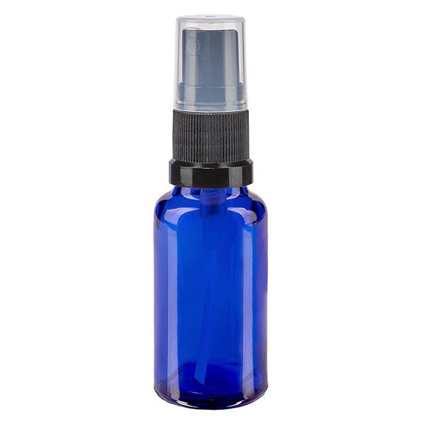 Bottiglia spray blu da 20ml. STD nero/trasp. apoGlas