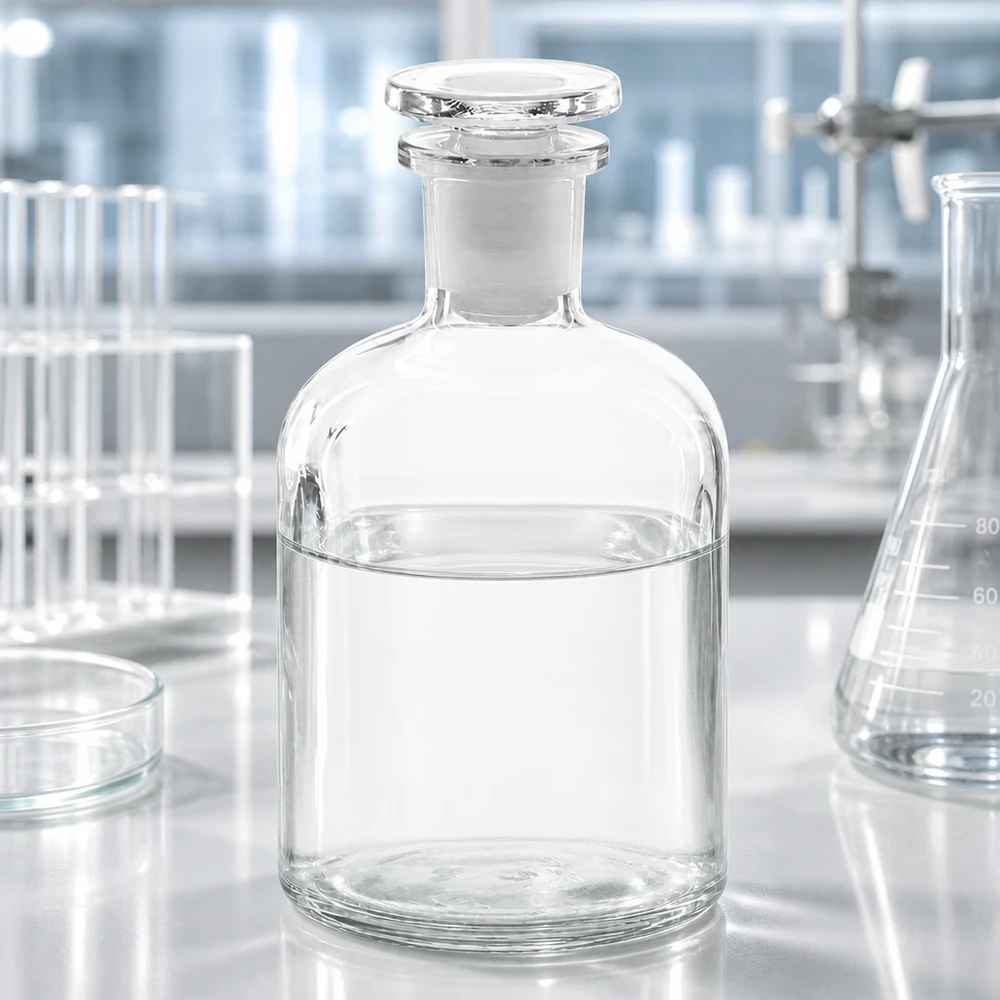 Fiaschetta da laboratorio da 250 ml, trasparente, a collo stretto, in vetro, per reagenti chimici e solventi