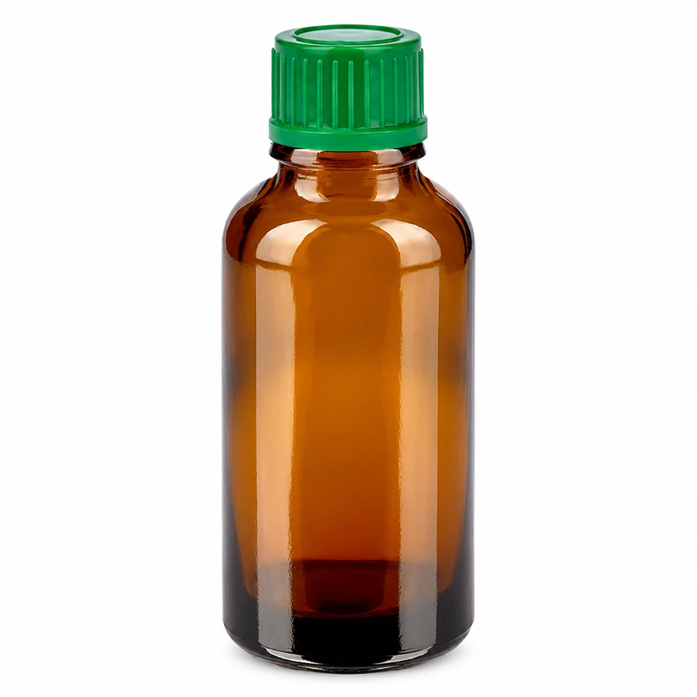 Bottiglia da 30ml 11mm SV verde STD BrownLine UT18/30 Flacone compatto da 30 ml in vetro ambrato con tappo verde per una conservazione sicura.