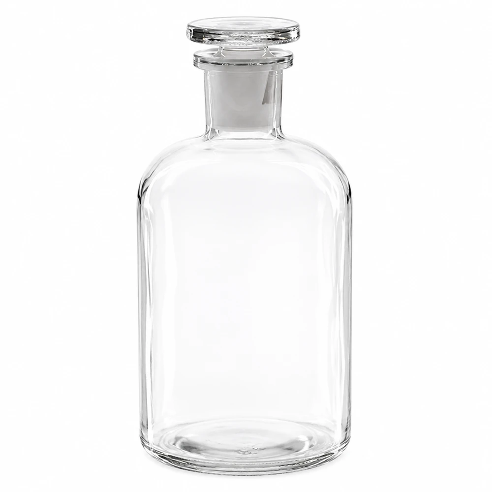 Bottiglia a spalla tonda 500ml trasparente a collo stretto in vetro con tappo Bottiglia a spalla arrotondata da 500 ml, trasparente, con tappo in vetro, realizzata in vetro borosilicato di alta qualità