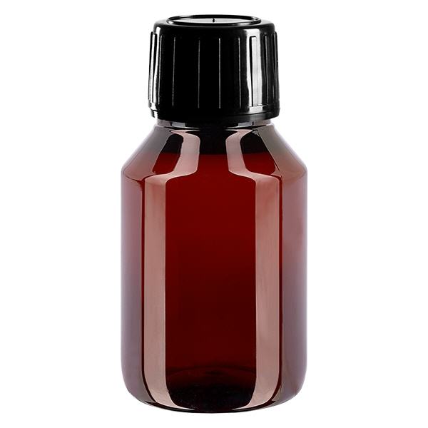 Bottiglia in PET da 50 ml con tappo nero OV