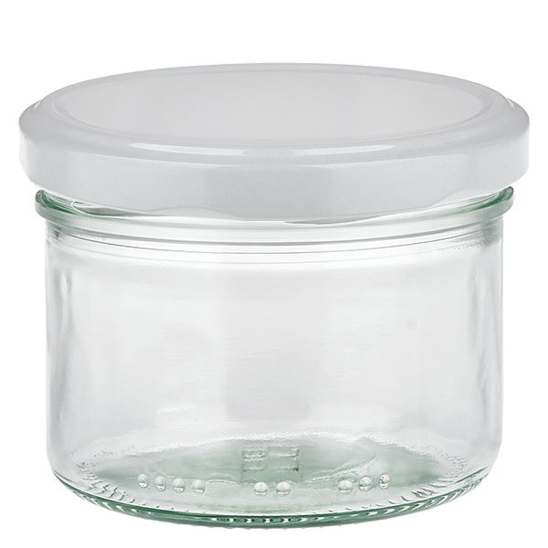 Barattolo cilindrico da 230 ml con coperchio BasicSeal bianco UN..