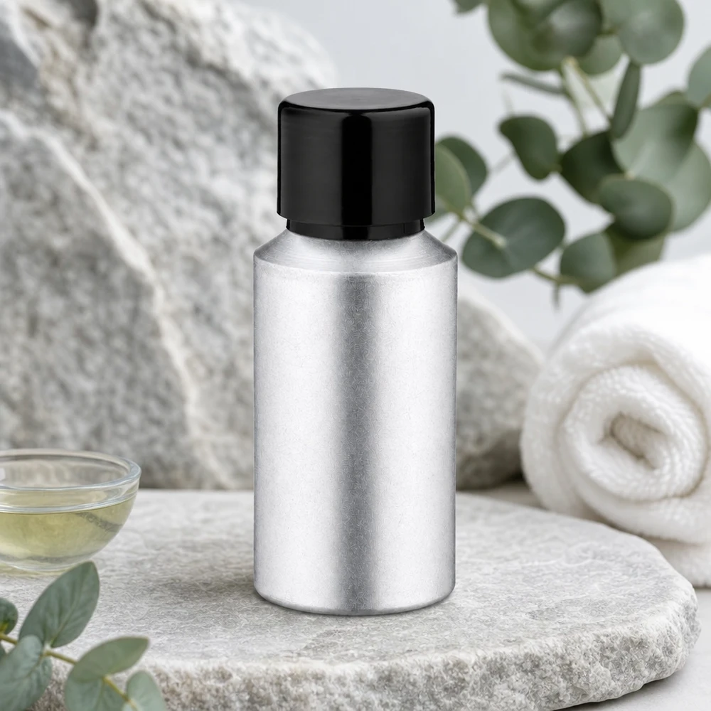 Bottiglia riutilizzabile in alluminio da 30 ml, colorata con alluminio ecologico e coperchio fisso
