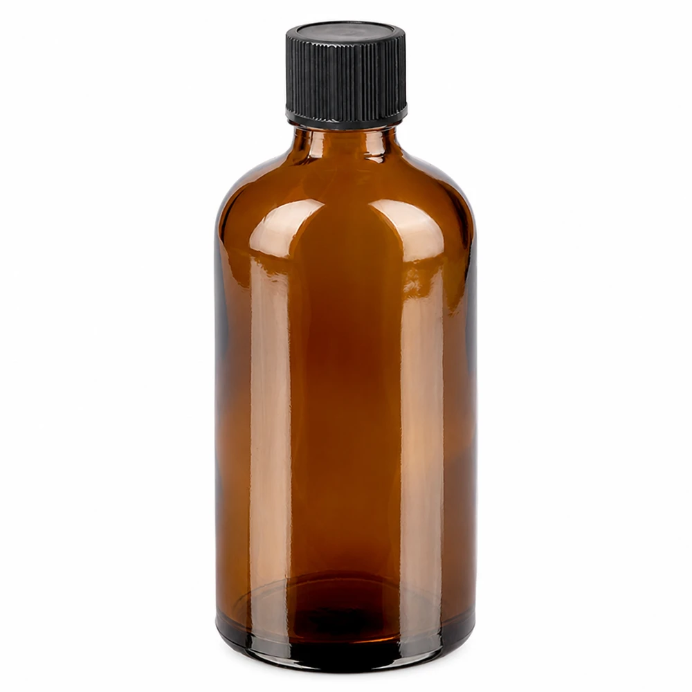 Flacone contagocce da 100 ml 1 mm nero STD BrownLine UT18/100 Flacone in vetro con protezione UV da 100 ml di colore ambrato con tappo contagocce nero