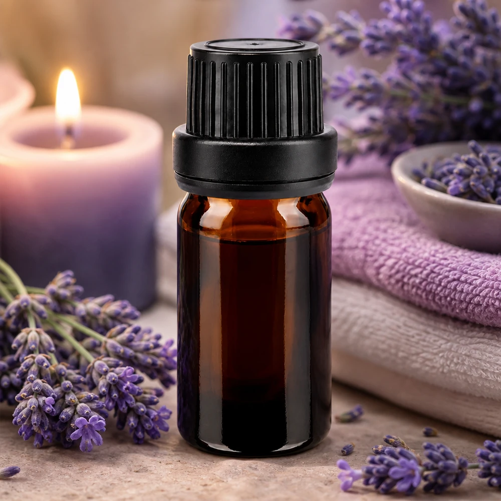 Flacone da 5 ml in vetro ambrato con tappo OV nero da 11 mm a prova di bambino per aromaterapia