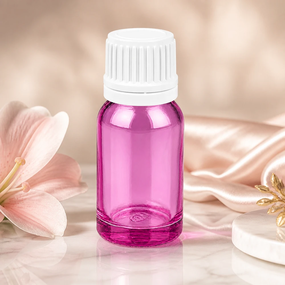 Bottiglia da 10ml tappo a vite 11mm bianco Originalità tappo a vite PurpleLine UT18/10 Elegante flacone in vetro da 10 ml in viola con tappo a vite bianco per cosmetici e miscele fai da te