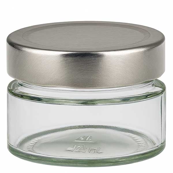 Barattolo rotondo da 130 ml con coperchio BasicSeal argento UNiTWIST