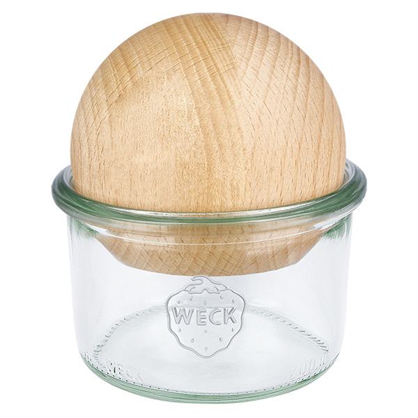 Bicchieri da 200 ml WECK RR80 con sfera di legno di faggio